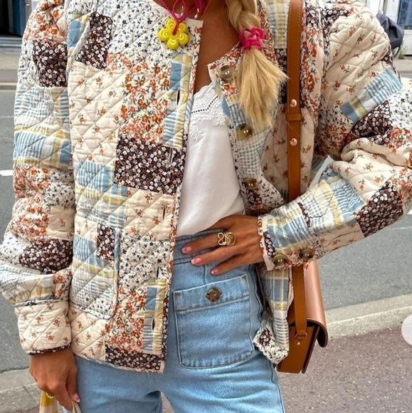 Jackets & Blazers - Chic Patchwork Flower Streetwear Jacket Women Fashion